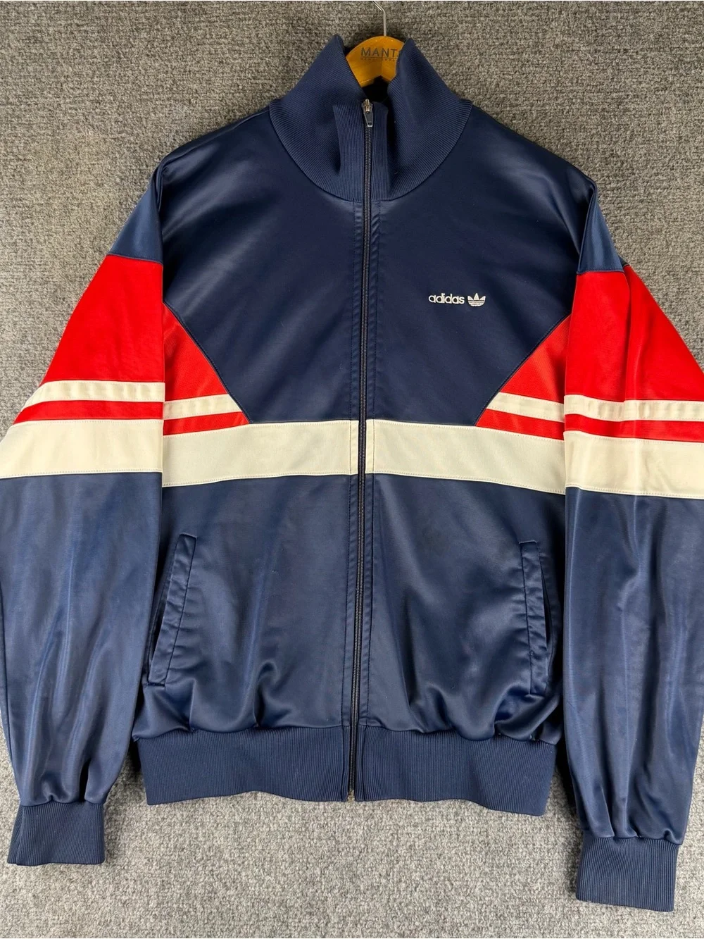 Vintage adidas Track Jacket Mens Small Blue Red Bloke Core USA Olympic Retro 80s